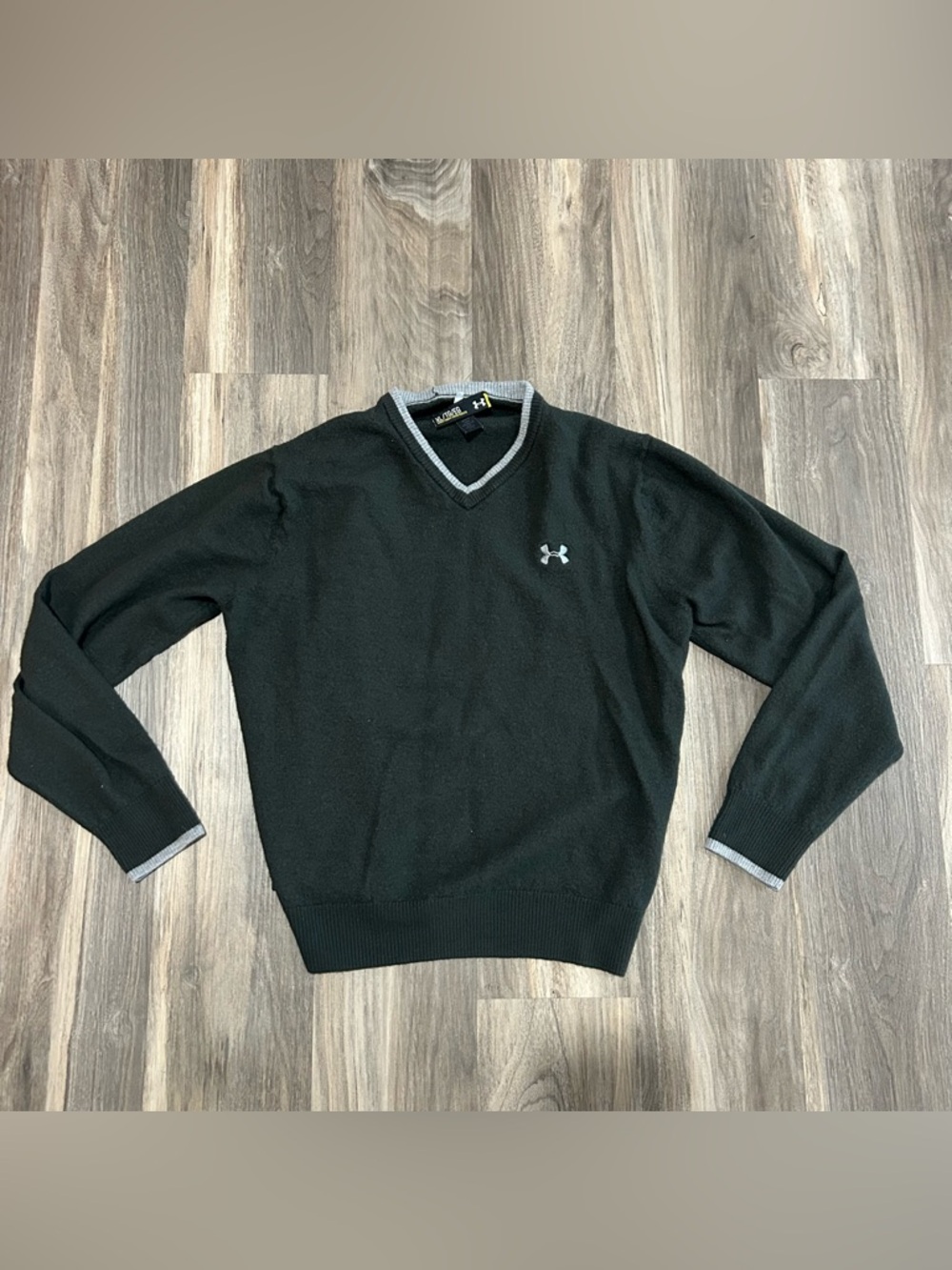 Under Armour Men’s Black V-Neck Sweater with Grey Trim